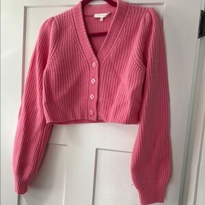 LoveShackFancy Pink Cropped Avignon Cardigan Sweater XS